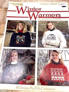 Winter Warmers Waste Canvas Leaflet 10 CrossStitch Designs Patterns Leisure Arts